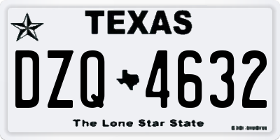 TX license plate DZQ4632