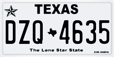 TX license plate DZQ4635
