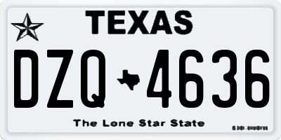 TX license plate DZQ4636