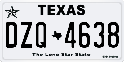 TX license plate DZQ4638