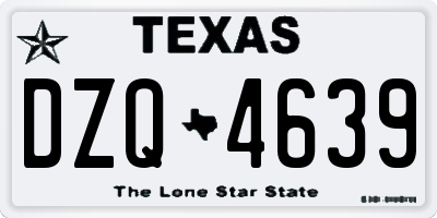 TX license plate DZQ4639