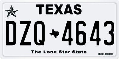 TX license plate DZQ4643