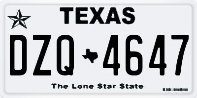 TX license plate DZQ4647