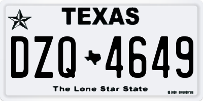 TX license plate DZQ4649