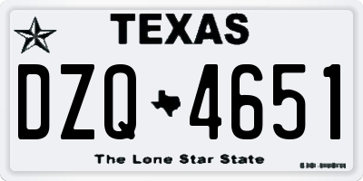 TX license plate DZQ4651