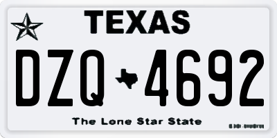 TX license plate DZQ4692