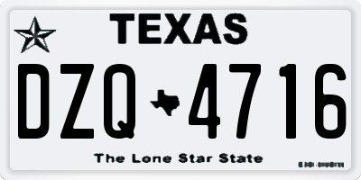 TX license plate DZQ4716