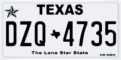 TX license plate DZQ4735