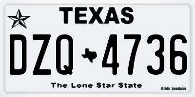 TX license plate DZQ4736