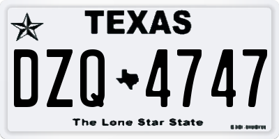 TX license plate DZQ4747