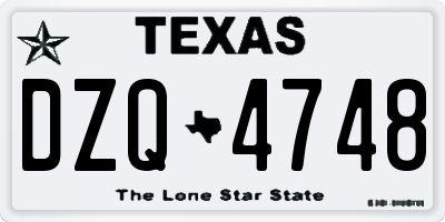 TX license plate DZQ4748