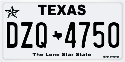 TX license plate DZQ4750