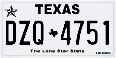 TX license plate DZQ4751