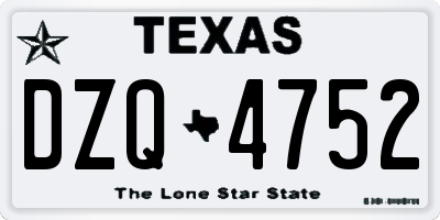 TX license plate DZQ4752