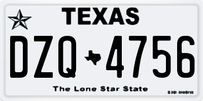 TX license plate DZQ4756
