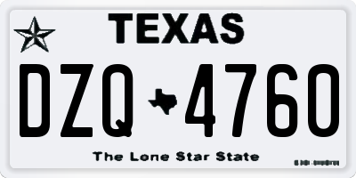 TX license plate DZQ4760