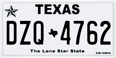 TX license plate DZQ4762