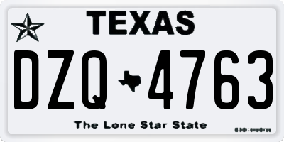TX license plate DZQ4763
