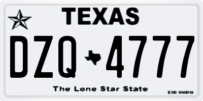 TX license plate DZQ4777