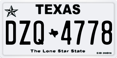 TX license plate DZQ4778