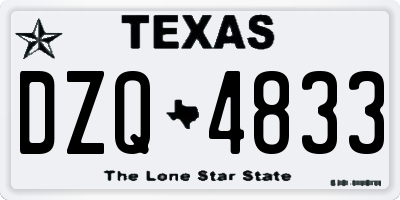 TX license plate DZQ4833