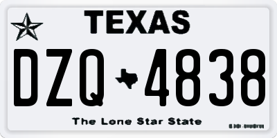 TX license plate DZQ4838