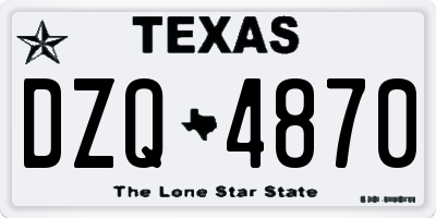 TX license plate DZQ4870