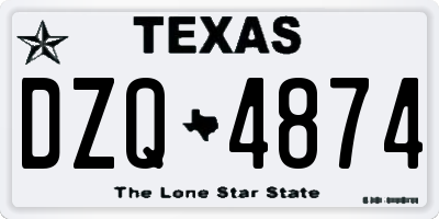 TX license plate DZQ4874