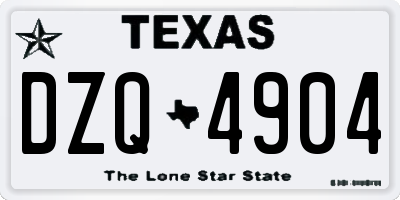 TX license plate DZQ4904