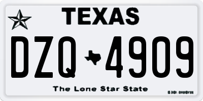 TX license plate DZQ4909