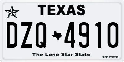 TX license plate DZQ4910