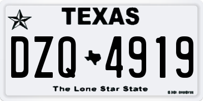 TX license plate DZQ4919