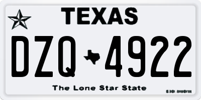 TX license plate DZQ4922