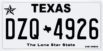 TX license plate DZQ4926