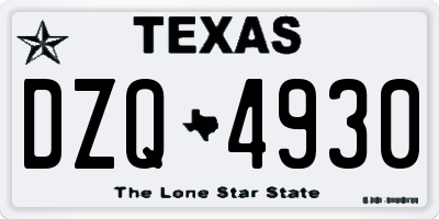 TX license plate DZQ4930