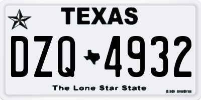 TX license plate DZQ4932