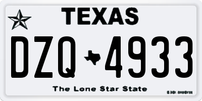 TX license plate DZQ4933