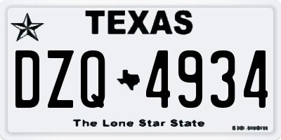 TX license plate DZQ4934