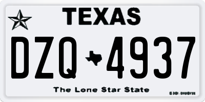 TX license plate DZQ4937