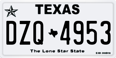 TX license plate DZQ4953