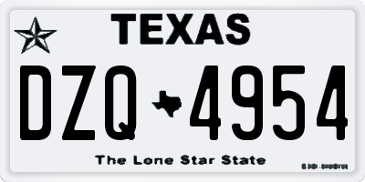 TX license plate DZQ4954