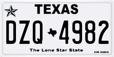 TX license plate DZQ4982