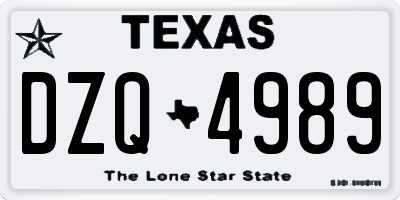 TX license plate DZQ4989