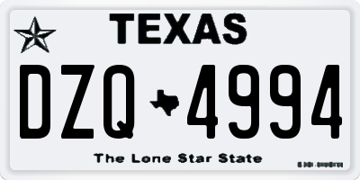 TX license plate DZQ4994