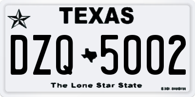 TX license plate DZQ5002