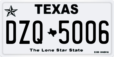 TX license plate DZQ5006