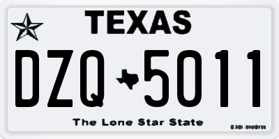 TX license plate DZQ5011