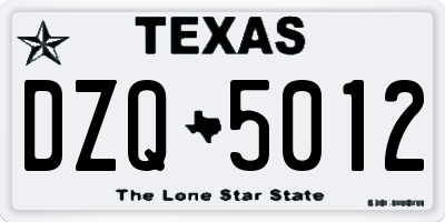 TX license plate DZQ5012