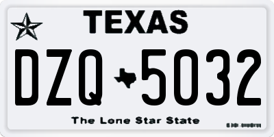 TX license plate DZQ5032