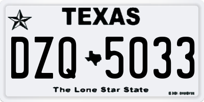 TX license plate DZQ5033